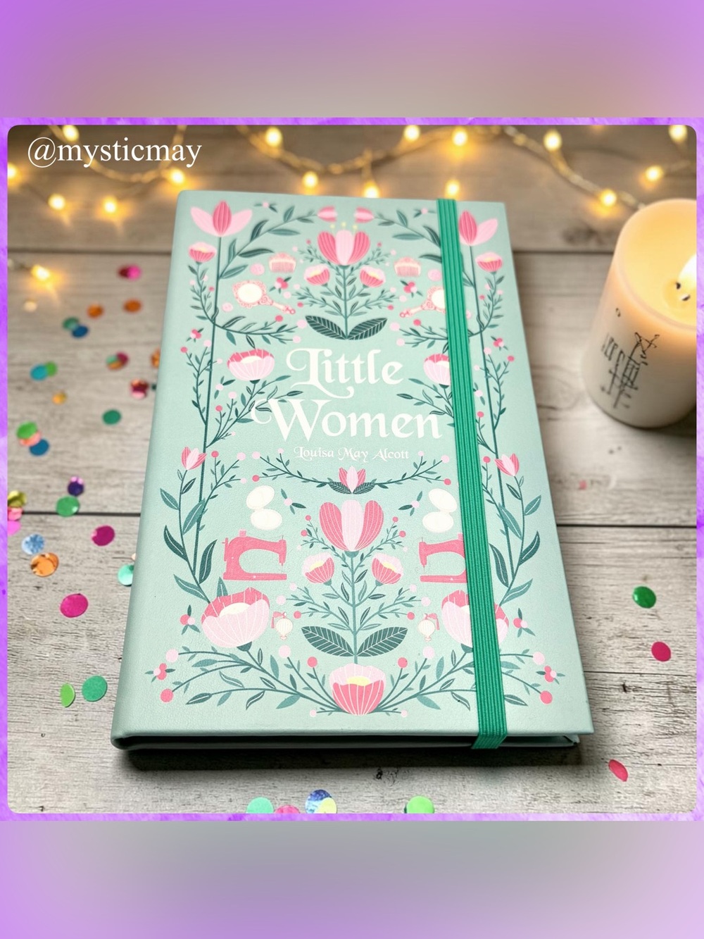 Mint Green Floral LITTLE WOMEN LEATHER JOURNAL w Bookmark Lined Notebook Diary